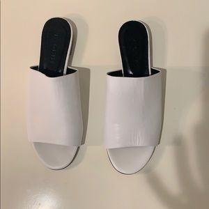 Mgemi white leather slide sandals